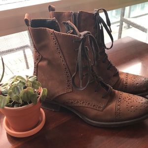 Brown lace up boots